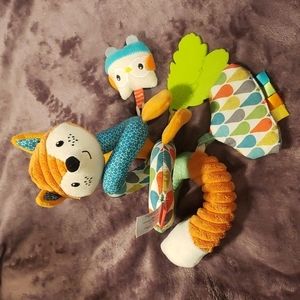 Infantino Go Gaga Spiral Car Seat‎ Activity Toy Fox Rattle Teether Baby Tags